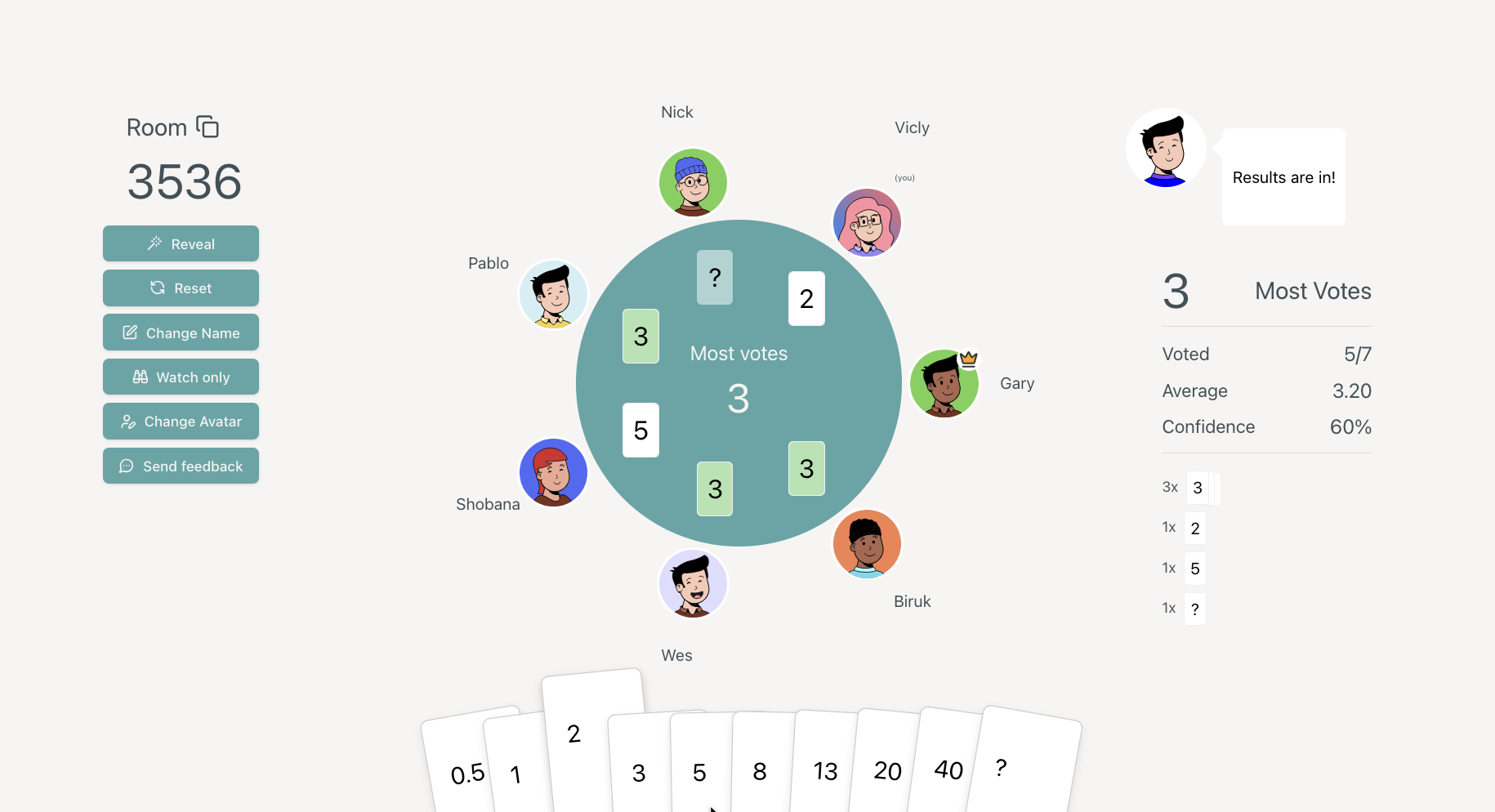 Planning Poker example session